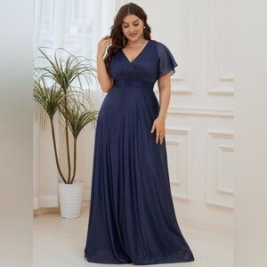 Ever Pretty Navy Sparkle Evening Gown Elegant Formal Maxi Dress Size 12 NWOT